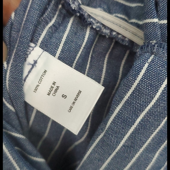 New York & Company Mixed Stripe Jumpsuit- Blue - Picture 6 of 16